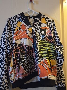 adidas Multicolor Animal Print Colorblock Bomber Jacket